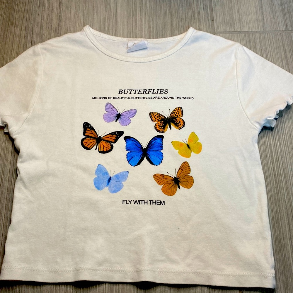 Zara butterfly shirt. Kids small
